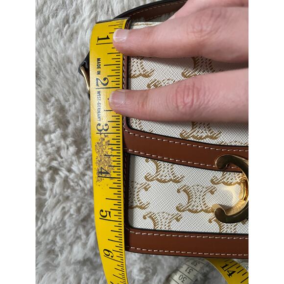 CELINE Teen Triomphe Bag in Triomphe Canvas and Calfskin - Picture 14 of 15